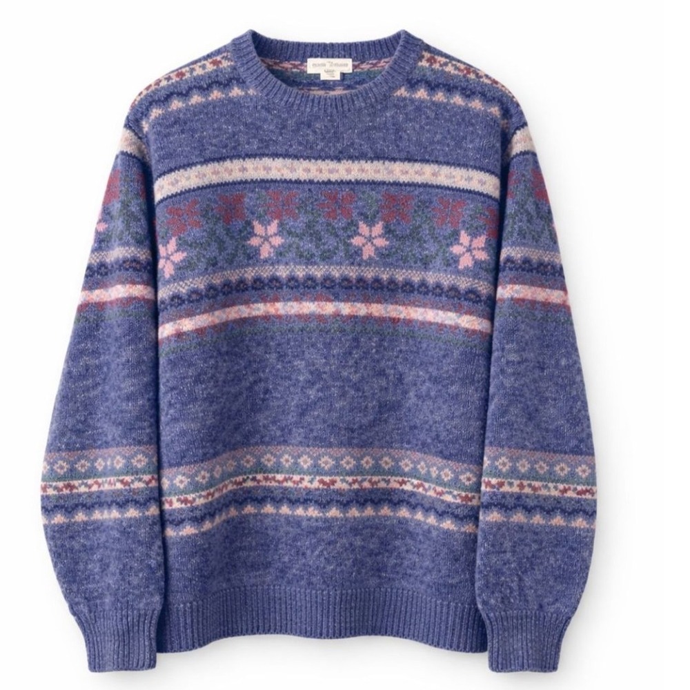 Vintage Brooks Brothers Fair Isle Wool Sweater Blue Multicolor Size M Unisex